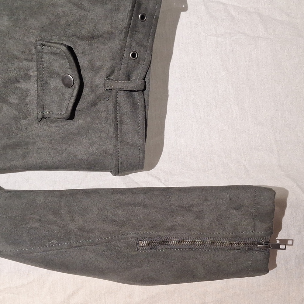 Vintage Bomber Jacket, Faux Suede, Khaki Cropped, Forever 21, Sz 6, NWOT - Picture 12 of 12